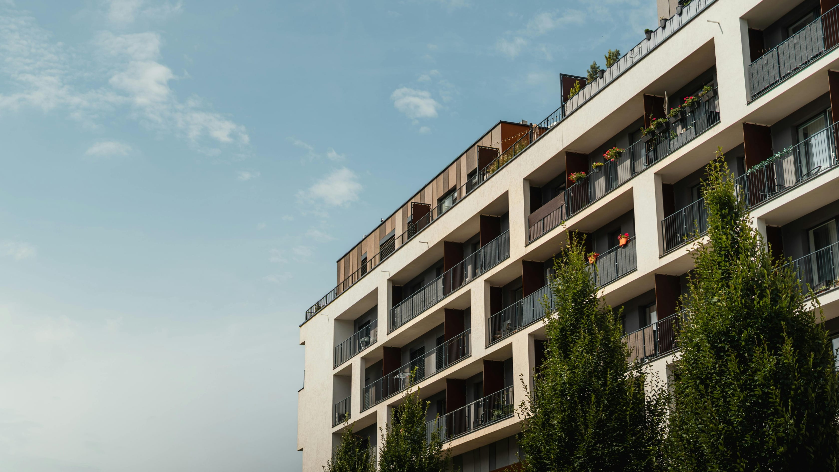 Apartment building exterior against sky
